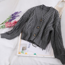 Load image into Gallery viewer, Autumn and Winter Women's Knit Cardigan Short Cardigan Tops Chic Students Loose Solid Color Single-breasted Sweater GD149