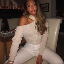 Load image into Gallery viewer, ArtSu Women's Sweaters 2019 New Casual Solid Loose Sweater Bare Shoulders Knitted Pullovers Winter Oversized Sweaters ASSW60310