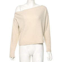 Load image into Gallery viewer, UCNYE women solid white sweater fashion off shoulder full sleeve short slash neck casual pull femme hiver jersey mujer wholesale