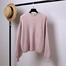 Load image into Gallery viewer, Hirsionsan Pull Femme 2019 Winter Autumn Oversized Knitted Cashmere Sweater Women Lantern Sleeve Diamond Basic Thicken Pullovers