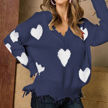 Load image into Gallery viewer, Vana Javeasen V-neck Autumn Sweater For Women Tassel Knitted Sweater Women Female Tops Long Sleeve Pullover Heart Sweaters 2019