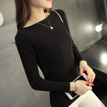 Load image into Gallery viewer, 2020 Autumn And Winter new Korean women collar sweater all-match long sleeved shirt slim one-neck female thread tight Pullover