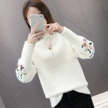 Load image into Gallery viewer, Winter Clothes Women Embroidered Plus Size Long Sleeves Sweater Water Velvet Turtleneck Sweater Cashmere Warm Pullover Sweater
