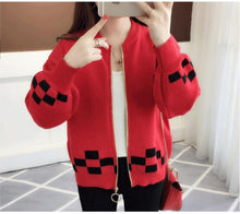 Load image into Gallery viewer, Women's cashmere knitted sweater with zipper, autumn winter Korean long-sleeved sweater cashmere female knitted jacket sweater