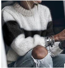 Load image into Gallery viewer, Knitting Women Solid Sweater High Collar Loose Knitted Pollovers Sweater Lantern Sleeve Women Autumn Winter Sweater