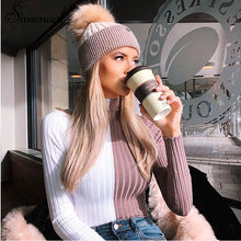 Load image into Gallery viewer, Simenual Patchwork women's turtleneck sweaters and pullovers autumn knitting clothes skinny sexy cropped lady's sweater hot sale