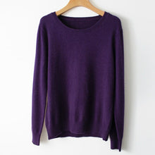 Load image into Gallery viewer, Spring Winter O-neck Cashmere Wool Sweater JECH Autumn Women Solid Big Long Sleeve Pullovers Jumper Knitted Sweaters Plus Size