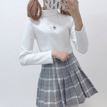Load image into Gallery viewer, New Lolita women sweater kawaii pullover top super cute rabbit embroidery high collar stretch warm knit bottoming sweaters