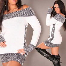 Load image into Gallery viewer, Sexy Noble Women Sweater Slash Neck Long Pullover 2019 Autumn Winter New Solid Basic Knitted Fashion Casual Christmas Sweaters