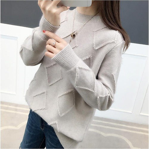 TIGENA Women Sweaters And Pullovers 2019 Autumn Winter Long Sleeve Knitted Warm Loose Sweater Female Jumper Ladies