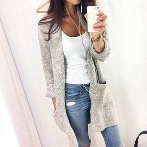 New Cotton Solid Cardigan Women Knitted Sweater Casual Cardigan Long Sleeve Open Stitch Loose Knit Coat Outwear Tops Plus Size