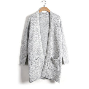 New Cotton Solid Cardigan Women Knitted Sweater Casual Cardigan Long Sleeve Open Stitch Loose Knit Coat Outwear Tops Plus Size