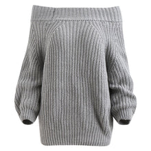 Load image into Gallery viewer, ROSEGAL Off The Shoulder Plain Sweater Women Raglan Sleeve Casual Solid Sweaters Sexy Women Clothes Pullovers Autumn Winter
