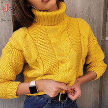 Load image into Gallery viewer, 2019 Autumn Winter Short Sweater Women Knitted Turtleneck Pullovers Casual Soft Jumper Fashion Long Sleeve Pull Femme
