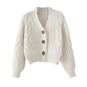 Autumn and Winter Women's Knit Cardigan Short Cardigan Tops Chic Students Loose Solid Color Single-breasted Sweater GD149