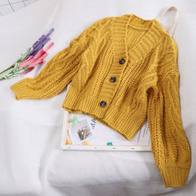 Load image into Gallery viewer, Autumn and Winter Women&#39;s Knit Cardigan Short Cardigan Tops Chic Students Loose Solid Color Single-breasted Sweater GD149
