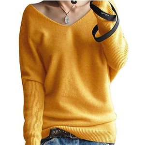 2019 Spring autumn cashmere sweaters women fashion sexy v-neck sweater loose 100% wool sweater batwing sleeve plus size pullover