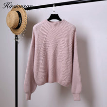 Load image into Gallery viewer, Hirsionsan Pull Femme 2019 Winter Autumn Oversized Knitted Cashmere Sweater Women Lantern Sleeve Diamond Basic Thicken Pullovers
