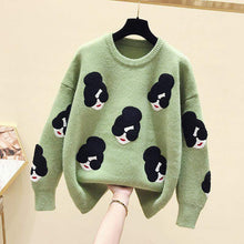 Load image into Gallery viewer, Cartoon Girl Pattern Knitted Women&#39;s Sweater O-Neck Print Loose Female Pullovers Winter 2020 Fashion Warm School Ladies Sweaters
