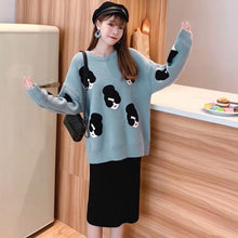 Load image into Gallery viewer, Cartoon Girl Pattern Knitted Women&#39;s Sweater O-Neck Print Loose Female Pullovers Winter 2020 Fashion Warm School Ladies Sweaters
