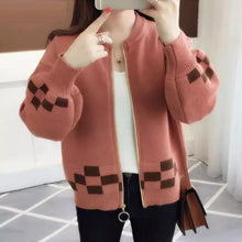 Load image into Gallery viewer, Women&#39;s cashmere knitted sweater with zipper, autumn winter Korean long-sleeved sweater cashmere female knitted jacket sweater
