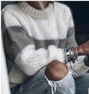 Knitting Women Solid Sweater High Collar Loose Knitted Pollovers Sweater Lantern Sleeve Women Autumn Winter Sweater