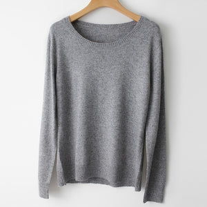 Spring Winter O-neck Cashmere Wool Sweater JECH Autumn Women Solid Big Long Sleeve Pullovers Jumper Knitted Sweaters Plus Size