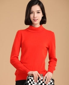 2019 autumn winter cashmere sweater female pullover high collar  turtleneck sweater women solid color lady basic sweater