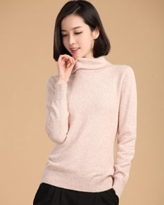 2019 autumn winter cashmere sweater female pullover high collar  turtleneck sweater women solid color lady basic sweater