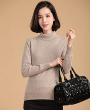 Load image into Gallery viewer, 2019 autumn winter cashmere sweater female pullover high collar  turtleneck sweater women solid color lady basic sweater
