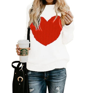 Autumn Winter Women Sweaters Pullovers Long Sleeve Sweater Slim Heart Knitted Jumpers Sueter Mujer