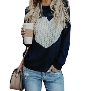 Autumn Winter Women Sweaters Pullovers Long Sleeve Sweater Slim Heart Knitted Jumpers Sueter Mujer